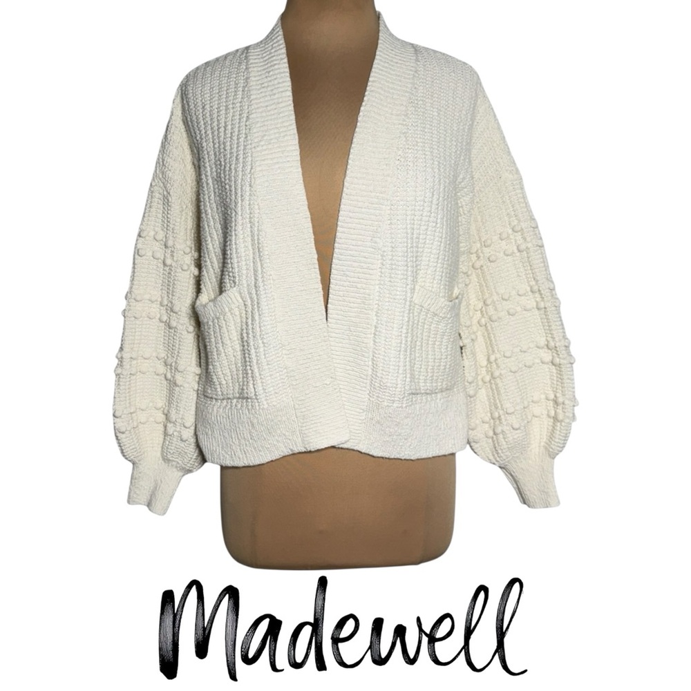 Madewell Bobble Cardigan Sweater Bright Ivory Size Large